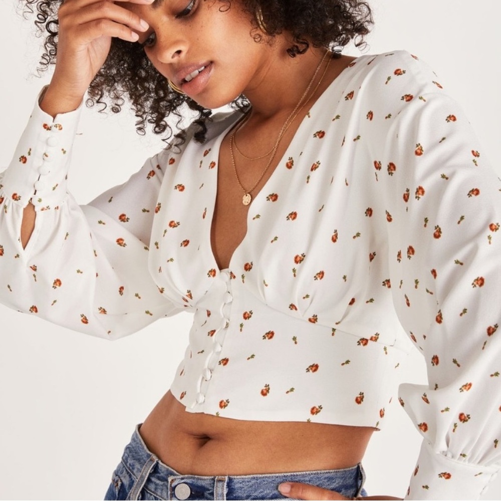 Backyard Roses by Tess Christine Alex Button Front Rose Top - Picture 9 of 15